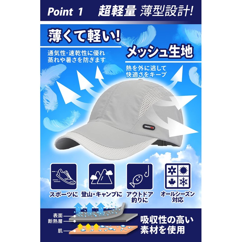 FREESE Men's Sports Cap, Hat, Running, Jogging, Moisture Wicking, Quick