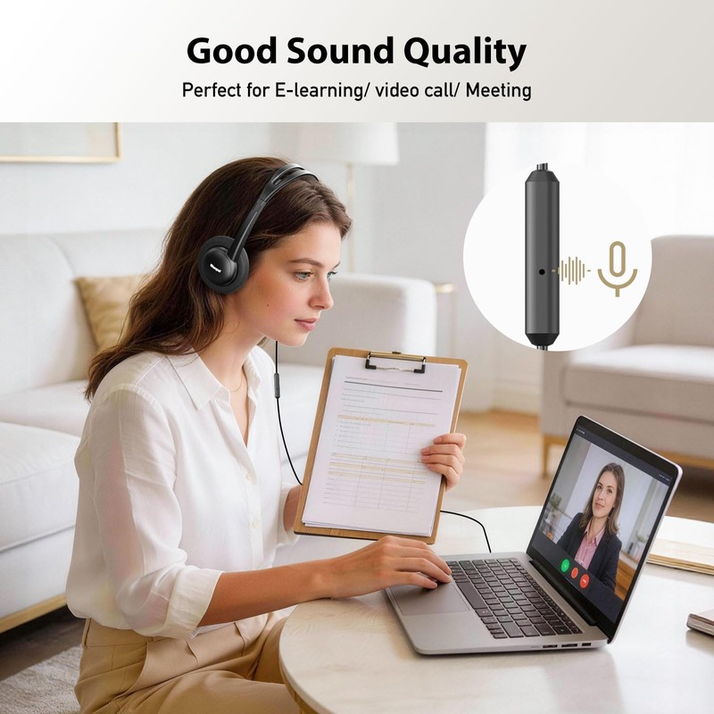 Wuopzf USB-C Wired on-Ear Headphones with Microphone & in-Line Control,