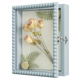 Love-KANKEI Shadow Box Frame 8x10,Wood Deep Shadow Box Display Case with Unique Beads Door and Glass Window, Memory Box Gift for Pictures,Medals,Memorabilia,Collections Blue
