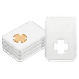 PATIKIL 21mm Coin Slab Display Holder, 5Pcs Clear Coin Case Storage Plastic Four-Point Box for Coin Collectors Collection Protection Organize