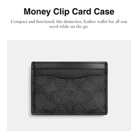 COACH Men's Money Clip Card Case in Signature Canvas, Charcoal, One Size
