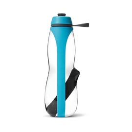 black + blum Eau Good Duo Sports Water Bottle | Filter Water Using a Traditional Japanese Binchotan Charcoal or Infuse with Fruit, Supercharge Your Hydration, BPA Free Bottle, Blue