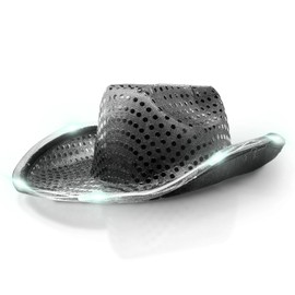 Windy City Novelties LED Light Up Sequin Cowboy Hat - Unisex (Black)