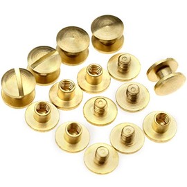 10pcs 6 x 4.5mm Flat Belt Screw Leather Craft Brass Solid Rivets Stud Head