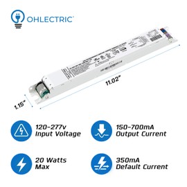 OHLECTRIC Replacement for OTi 50/120-277/1A4 DIM-1 L AUX G2 Linear 120-277V LED Driver with Programmable Output, 400-1400mA & 10-55V, 50 Watts Power. LED Dimmer, 1-100% LED Dimming Range