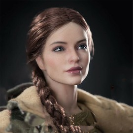 1/6 Female Head Sculpt,Female Soldier Planted Hair Head Model for 12 Inch Phicen TBLeague Action Figure