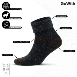 GoWith 2 Pairs Alpaca Wool Socks for Men/Women, Norwegian Warm Winter Socks, Thermal Crew Boot Socks, Unisex Heated Socks