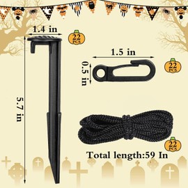 66 Pieces Inflatable Stakes and Tethers, Holiday Landscape Anchoring Stake Pack, Plastic Inflatable Spikes, Replacement Ground Stakes, Holiday Inflatable Decoration Accessories for Outdoor Garden