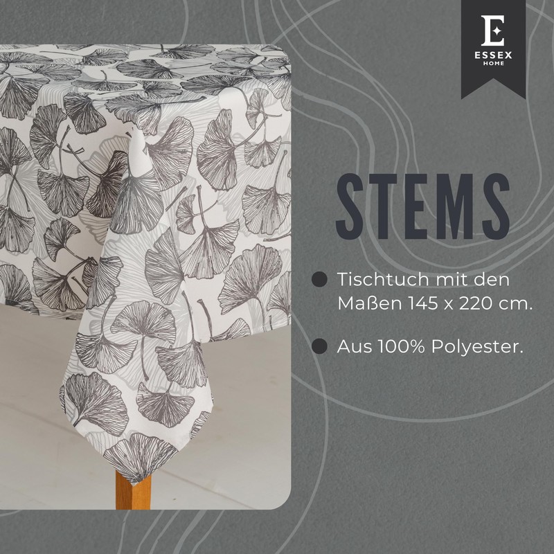 ESSEX - Stems Tablecloth 145 x 220 cm, 100% Polyester,