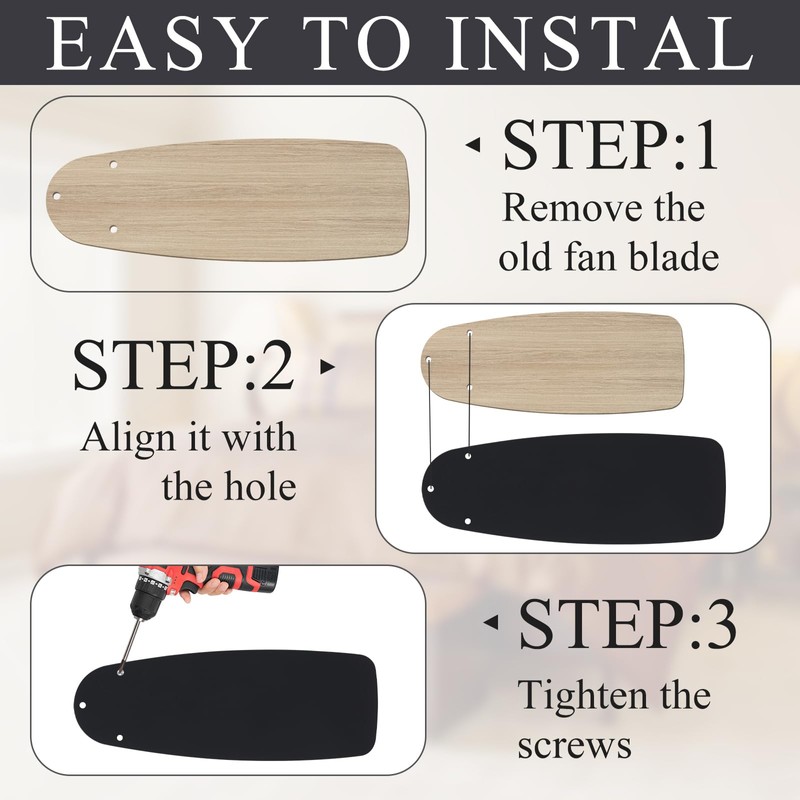 Kittmip 5 Pack Replacement Fan Blades for 42"/52" Ceiling Fan