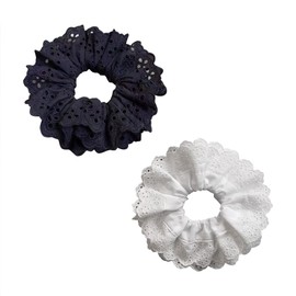 ccHuDE 2 Pcs 18cm Large Lace Hair Ties Cute Ponytail Holders Thick Scrunchy Hair Bands Elastic Hair Ropes Stretchy Hair Elastics Big Hair Scrunchies for Women Girls