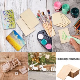 Rectangular Wooden Pieces, Pack of 20 Rectangular Untreated Wooden Pieces, 8.9 x 6.4 cm Craft Wood Plywood Panels, 2.5 mm Thick, for Art, Sign Plaque, Ornaments or as Decoration, Crafts, DIY