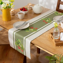 Evans Lichfield Strawberry Indoor/Outdoor Table Runner, 180 x 35cm