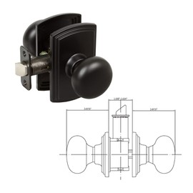 Delaney Hardware 364604 Santo Passage Door Knob, Black Passage Door Knob, Interior Door Knob Handle for Hallway Closet, Keyless Passage Door Knob, Contemporary Modern Look