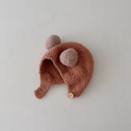 Cute Double Ball Baby Bear Knit Hat for Toddlers - Unisex Autumn/Winter Ear Protection Free Size/Pink Two Ball Overhead 15ea