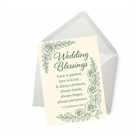 PICTURE THIS PRINTS 1 Corinthians 13 Bible Verse Wedding Greeting Card, Congratulations Religious Wedding Blessings Greeting Card, Faith-based Scripture for Marriage, Comes with Envelope (5x7”)