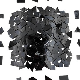 200g Stained Glass Mosaic Tiles for Crafts-230 Pieces,4 Shapes Mixed (Rectangle, Triangle, Rhombus, Square)- Ideal for Mosaic Making Projects (Black)