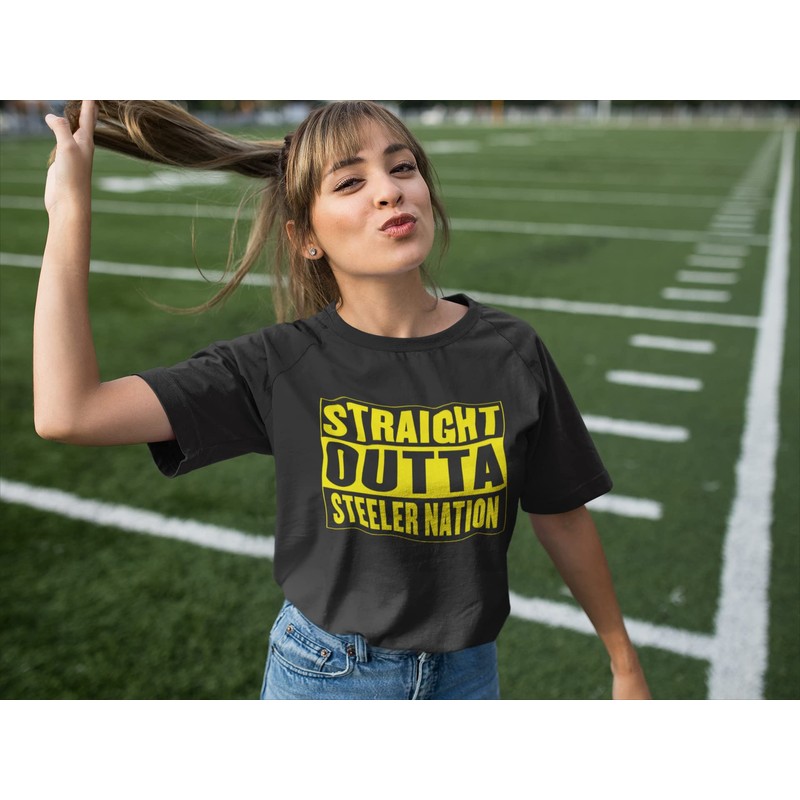 Expression Tees Hoodie Straight Outta Steeler Nation Football Adult X-Large
