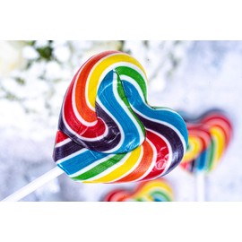 Rainbow Love Heart Lollipop - 35g - 1 Lollipop - Hand Crafted