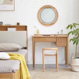 Natural Beech Wood Make-up Stool Bed Bench for Dining Room and Bedroomcolor: Color, size: 36*37*53CM