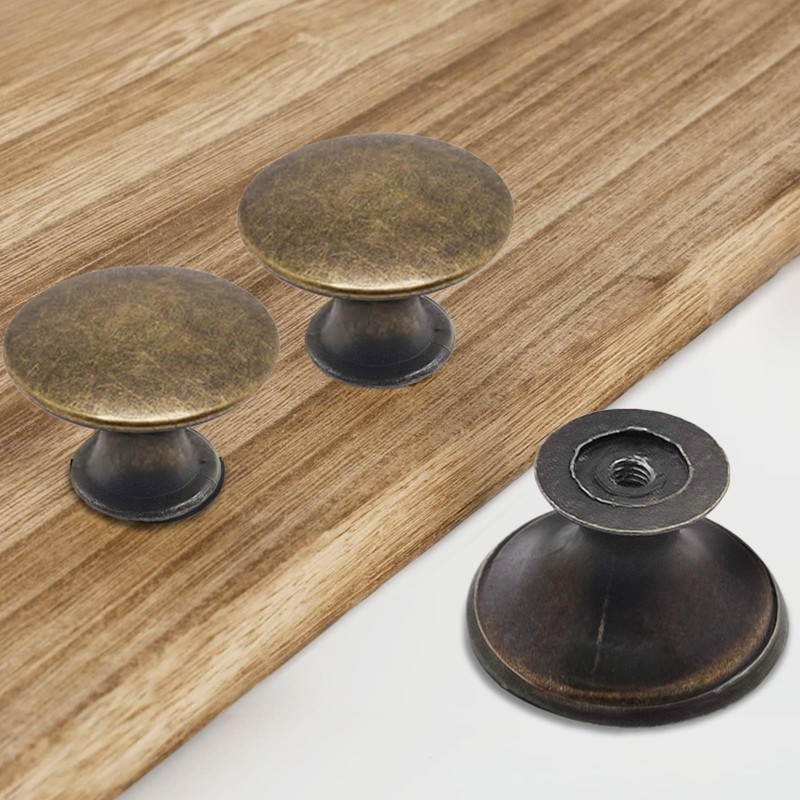 LOUZAGO 16 Pcs Antique Brass Cabinet Knobs, 1-1/5 inch Kitchen