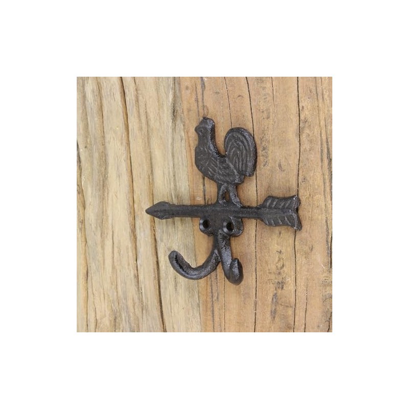 Macosa CE6Y4561 Wall Hook Rooster Brown Metal 12 cm Coat