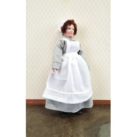 Dolls House Emporium Dollhouse Miniature Maid Cook Housekeeper Doll Porcelain Poseable 1:12 Scale