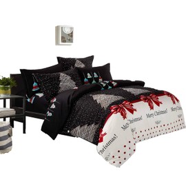 Swanson Beddings Christmas 3-Piece Microfiber Bedding Set: Duvet Cover and Pillow Shams (King)