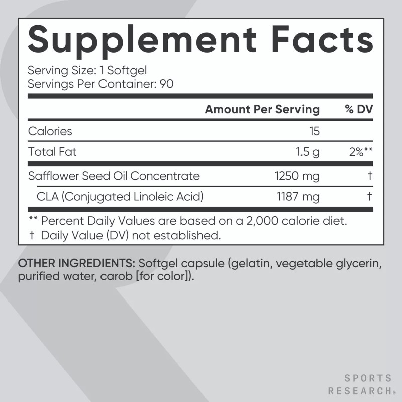 CLA 1250mg Active Conjugated Linoleic Acid, Soy & Gluten Free