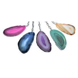 Steinfixx Agate Slices Keyring I Gemstone I Healing Stone I Lucky Stone I Chakra Stone I Brazil (Green)