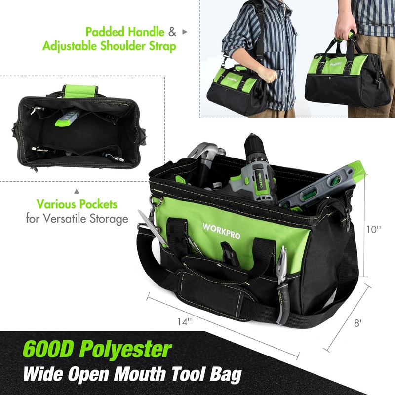 WORKPRO Home Tool Set with 20V Cordless Lithium-Ion Drill Driver,