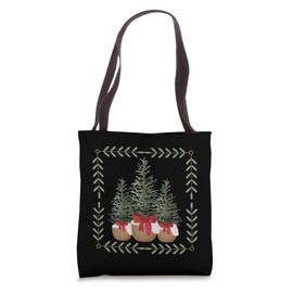 Cottagecore Christmas Aesthetic Rustic Winter Pine Trees Tote Bag