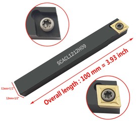 ASZLBYM 1/2"/12mm Shank Indexable Carbide Turning Tool Insert Holder Set 2pcs SCACR1212H09 SCACL1212H09 Metal Lathe Cutting Tools with 12pcs CCMT32.51 CCMT09T304 Indexable Carbide Turning Insert Blade