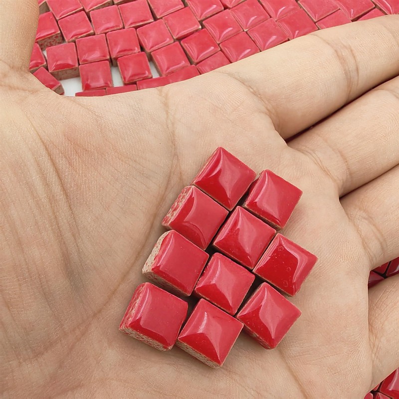 500PCS / 1.1LB Square Ceramic Mosaic Tiles, 0.4 x 0.4