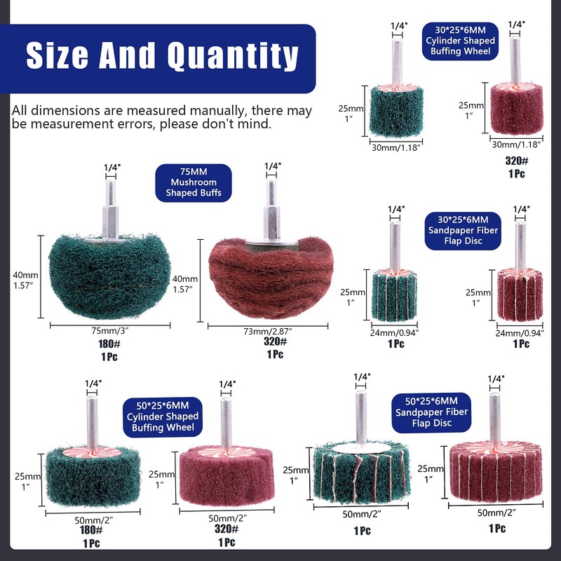 Glarks 10 Pack Non Woven Abrasive Wheel Drill Buffing Attachment