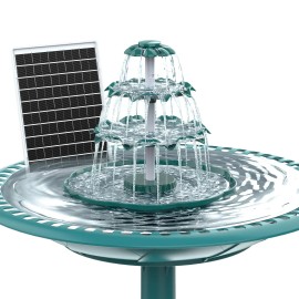 3 Tiered Birdbath Solar Fountain, 6.5W Solar Water Fountain with 1200mAh Battery