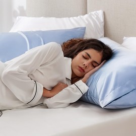 Love's cabin Satin Pillowcase for Hair and Skin, Similar to Silk Pillow Cases for Women, Pillow Case Queen Size Set of 2, Satin Cooling Pillow Cover with Envelope Closure, 20x30 Inches, Sky Blue