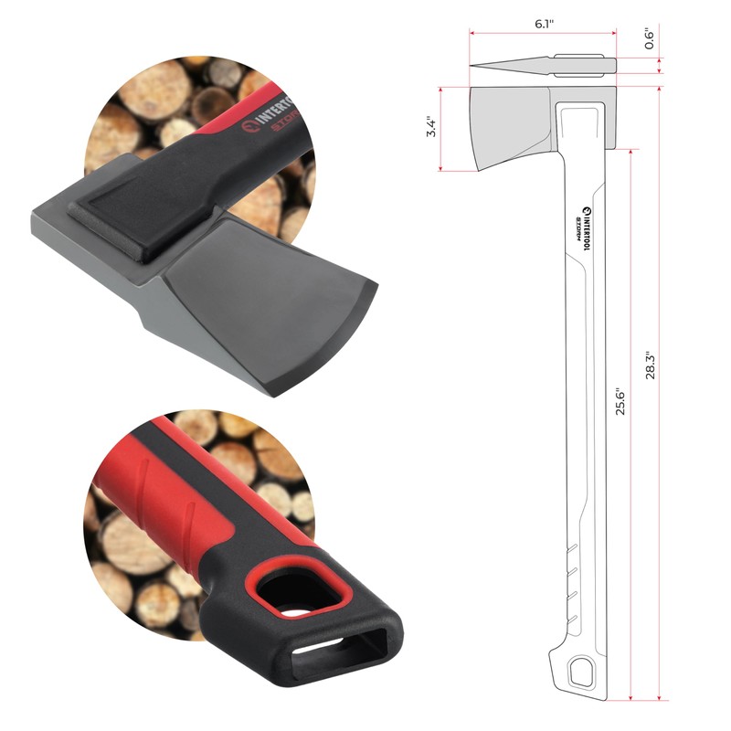INTERTOOL 28” Splitting Axe, Wood Splitter Tool, Deeper Cuts, Chopping,