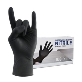 Wostar Black Disposable Nitrile Gloves XLarge Powder & Latex Free 100pcs 4mil Black Nitrile Exam Disposable Gloves