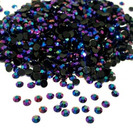MajorCrafts 2000pcs 4mm ss16 Jelly AB Flat Back Round 14 Facets Resin Rhinestones Arts and Crafts Embellishment Gems (Dark Purple AB C82)