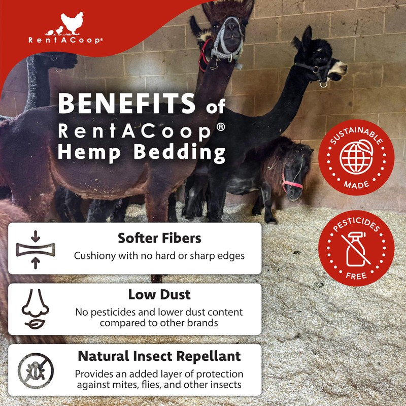 RentACoop Extra-Soft Premium Hemp Bedding (300L) for Chicken Coops, Nesting