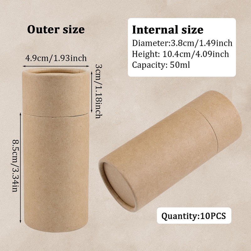 WANDIC Kraft Paperboard Tubes, 10Pcs Round Kraft Paper Containers for
