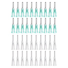 sourcing map Industrial Blunt Tip Dispensing Needle with Luer Lock for Liquid Glue Gun, 14G 1/2", 16G 1/2" (20 Pcs Light Green + 20 Pcs Transparent)