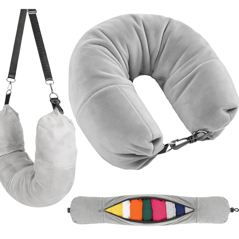 Asofelk 1PCS Stuffable Neck Pillow for Travel, Adjustable Stuffable Travel