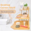 HYNAWIN Bamboo Corner Desk Organizer Shelf, 3-Tier Triangle Storage Rack