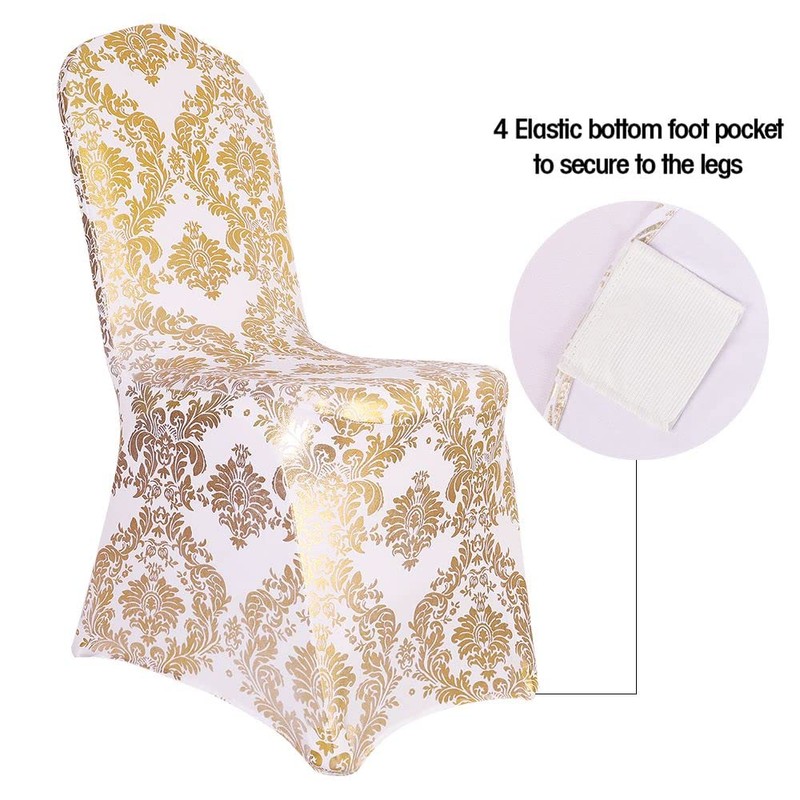 Desirable Life Pack of 4 Dining Chair Covers Bronzing Gold
