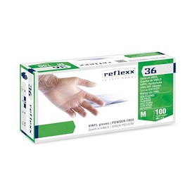 Reflexx R36 Powder Free Vinyl Gloves, Medium, Clear, 100