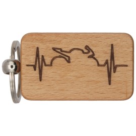 dekolaser24 - Key ring motorcycle ECG moped love gift idea for motorcyclists and biker girls, brown