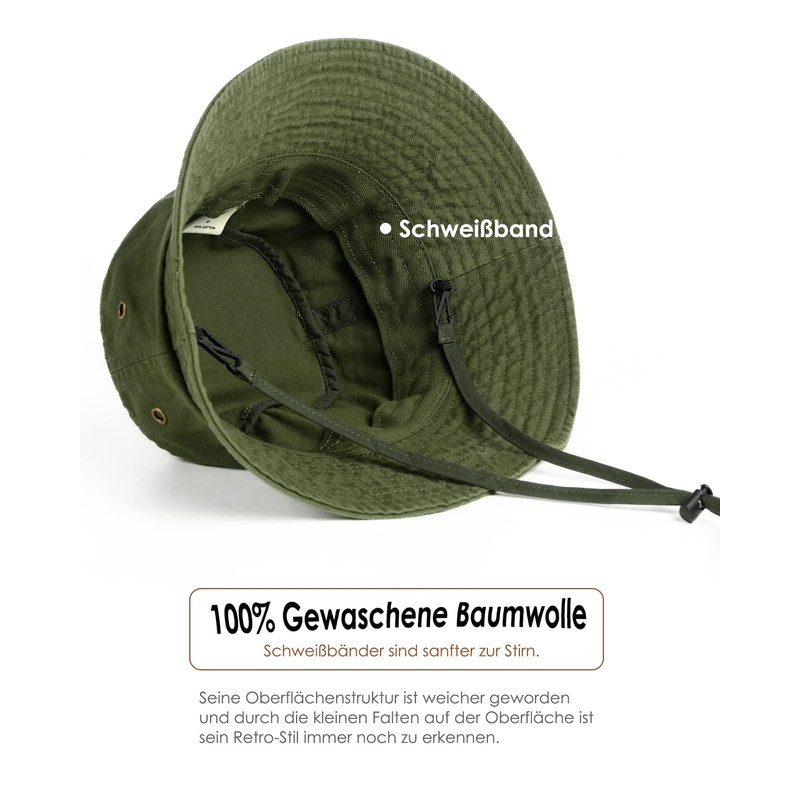 FURTALK Unisex Fishing Hat, 100% Cotton Bucket Hat, Adjustable Sun