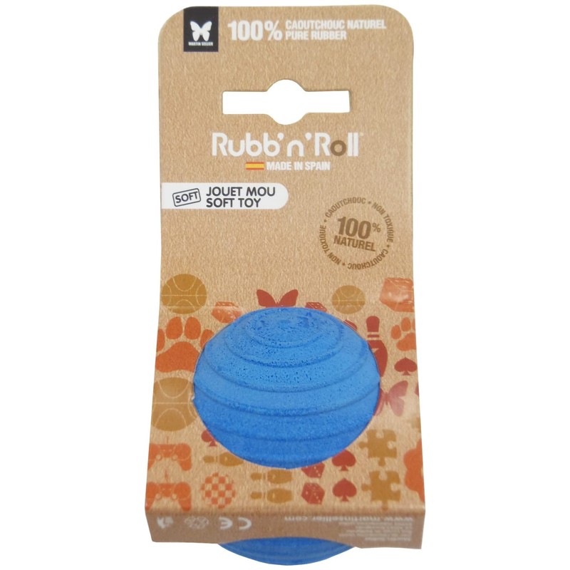 MARTIN SELLIER Dog Toy, Soft Rubber Ball, Medium, Blue